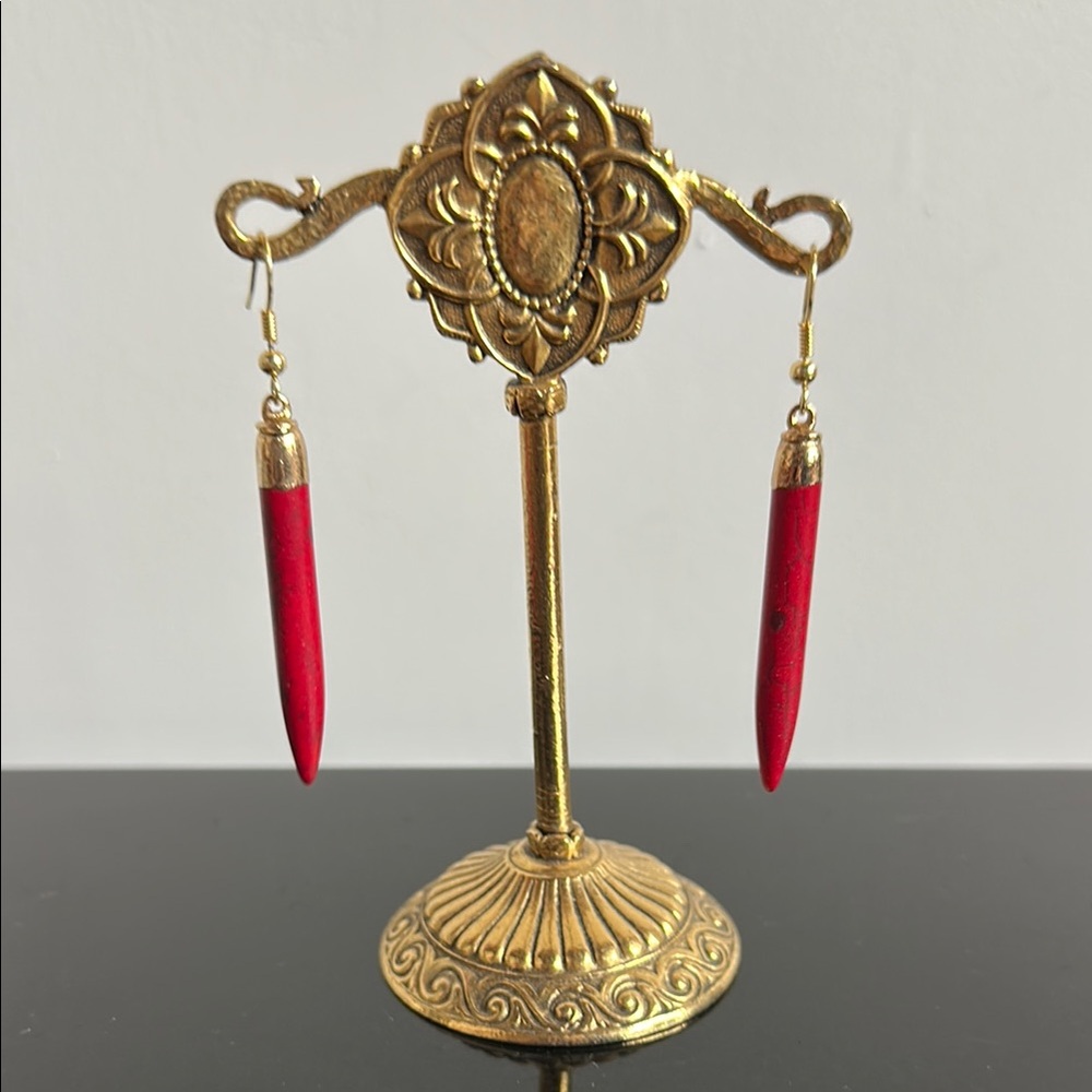 Red spike earrings!